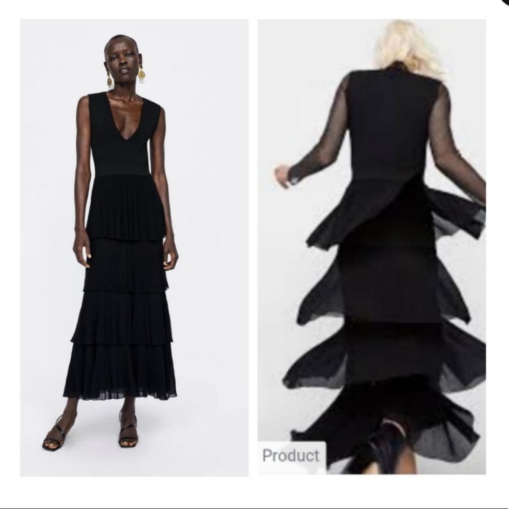 ZARA Black Knit Maxi Dress - Size Small - Brand New Never Worn
